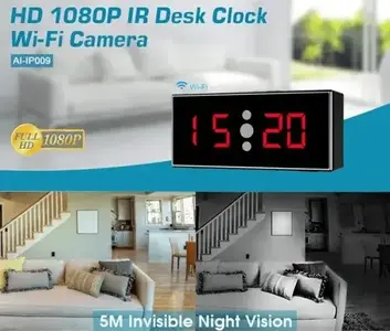 HD-1080P IR Desk Clock Wi-Fi Security Camera